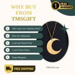 Luxury Crescent Moon Necklace: 18K Gold Plated Stainless Steel | Arabic Calligraphy Pendant - Image 5