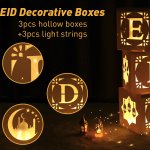 EID Decoration Boxes with 3pcs Warm Lights: Paper Boxes for Eid Festivals - Image 2