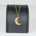 Luxury Crescent Moon Necklace: 18K Gold Plated Stainless Steel | Arabic Calligraphy Pendant - Image 3